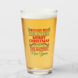 Personalised Red & Green Christmas Typography Glass