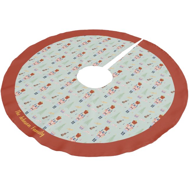Personalised Red Green Nutcracker Ballet Music Brushed Polyester Tree Skirt (Angled)