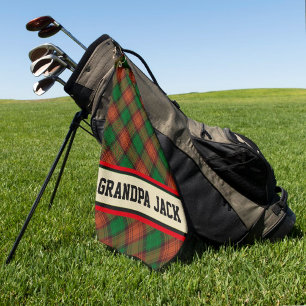 Personalised Red Green Plaid Tartan Golf Towel