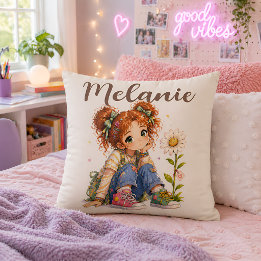 Personalised Red Hair Girl Name Cushion