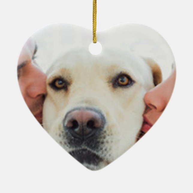 Personalised red heart couple photo Name Wedding  Ceramic Tree Decoration (Back)