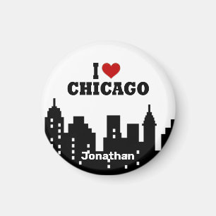 Personalised Red Heart I Love Chicago Magnet