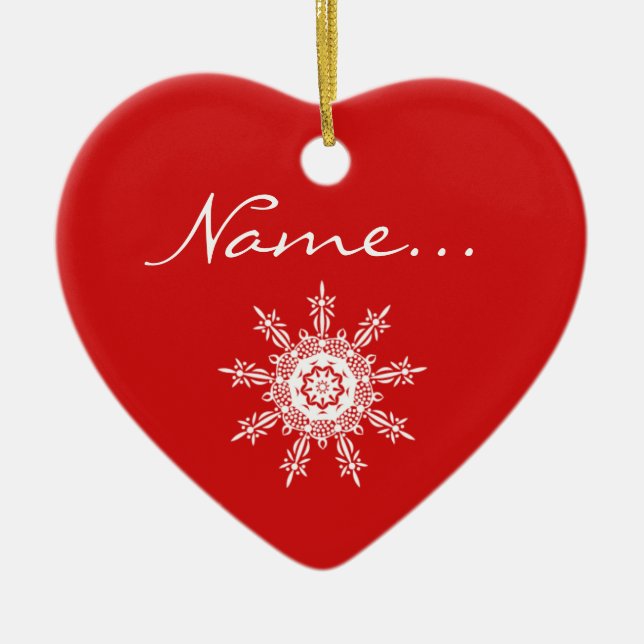 Personalised Red Heart Shaped Christmas Ornament (Front)