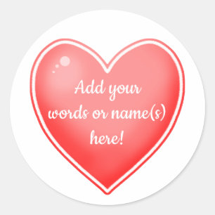 Personalised Red Heart Stickers