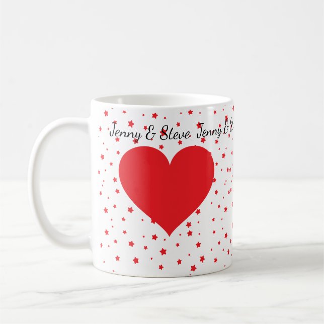 Personalised red heart Valentine's Day coffee mug (Left)