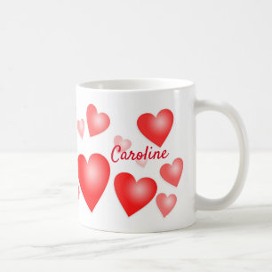 Personalised Red Hearts Custom Text Coffee Mug
