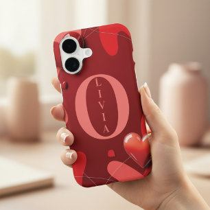 Personalised Red Hearts Monogram Name   Romantic 