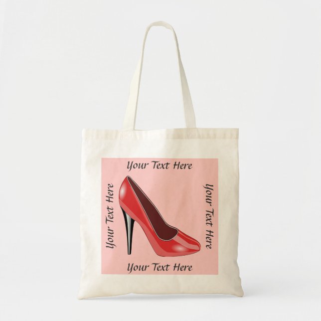 Personalised Red High Heel Shoe Tote Bag (Front)