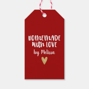 Personalised Red Homemade With Love Heart Gift Tags