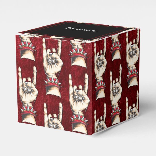 Personalised Red Horns Up  Favour Box (Front Side)