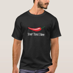Personalised red hot chilli pepper black t shirt