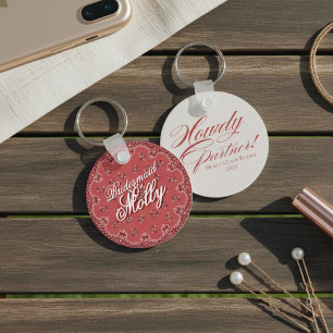 Personalised Red Howdy Partner Bachelorette Key Ring