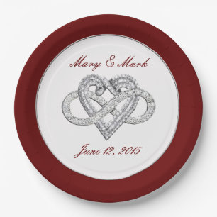 Personalised Red Infinity Heart 9” Paper Plate