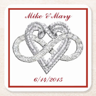 Personalised Red Infinity Heart Paper Coaster