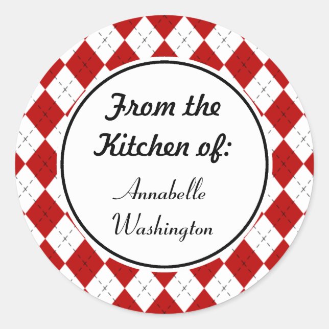Personalised Red Kitchen Baking Stickers (Front)