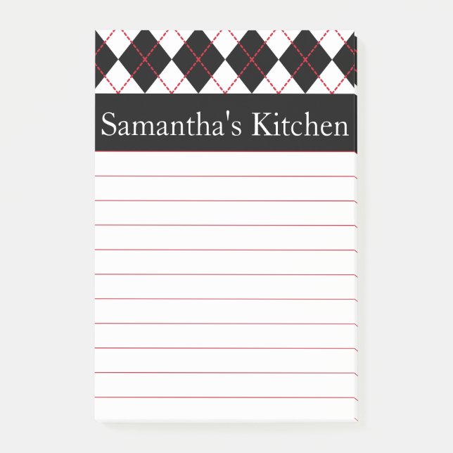Personalised Red Kitchen Post It Notes Gift (Front)