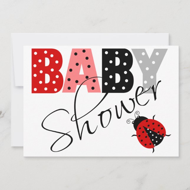 Personalised Red Ladybug Baby Shower Invitation (Front)