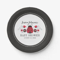 Personalised Red Ladybug Girl Baby Shower Plate