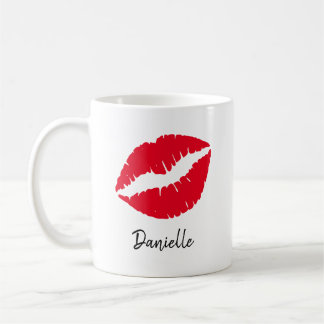 Personalised Red Lipstick Kiss Print Coffee Mug