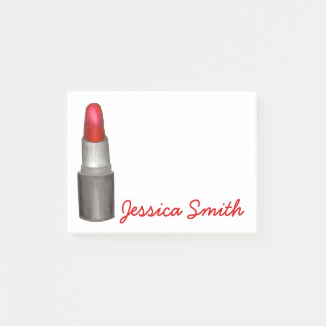 Personalised Red Lipstick Makeup Beauty Post Its Post-it Notes (Front)
