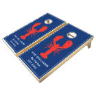 Personalised Red Lobster Preppy Navy Cornhole Set