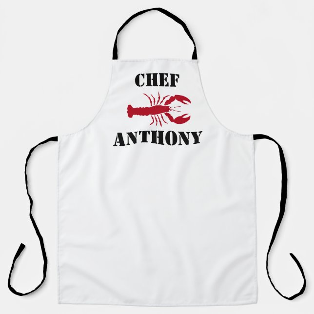 Personalised Red Lobster White Chef Mens Apron (Front)