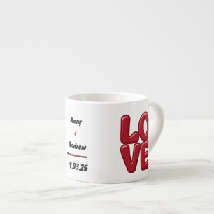 Personalised Red LOVE Mug with Names & Date 