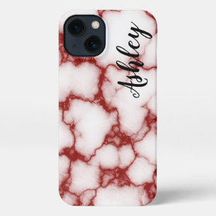Personalised red marbled - iPhone 13 case