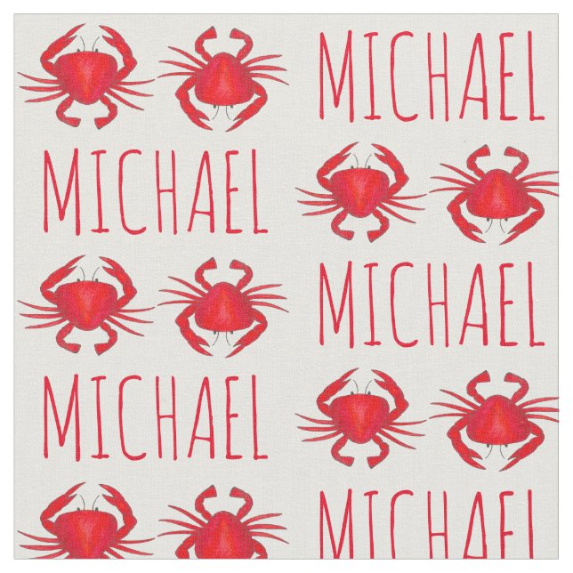 Personalised Red Maryland Crab Crabs Beach Fabric (Close Up)