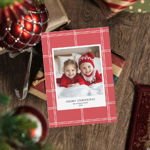 Personalised Red Merry Christmas Photo  Invitation
