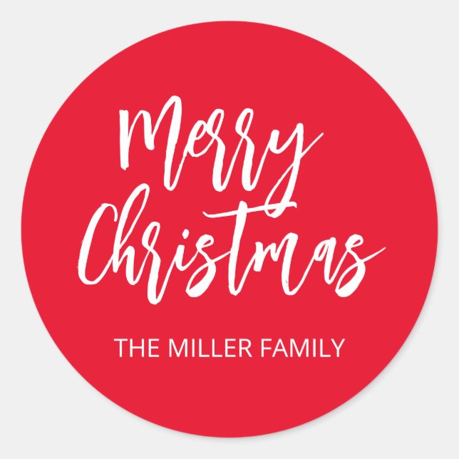Personalised Red Merry Christmas Stickers (Front)