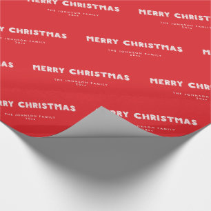 Personalised Red Merry Christmas Wrapping Paper