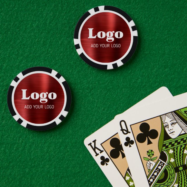Personalised Red Metallic Style Business Logo Poker Chips (Poker Table (Double))