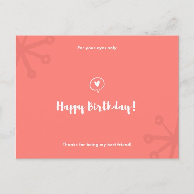 Personalised - Red Minimal Icons Birthday Postcard (Front)