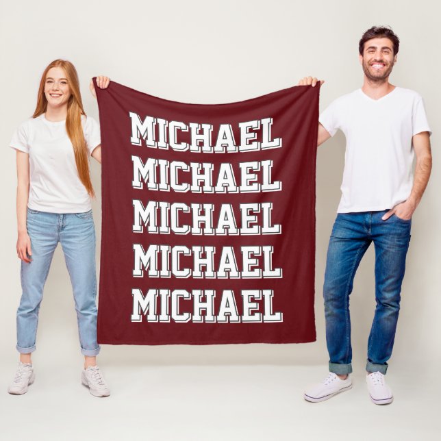 Personalised Red Monogram Fleece Blanket (In Situ)