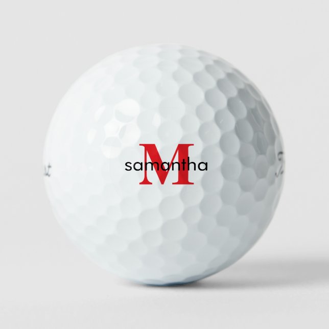 Personalised Red Monogram Titleist Pro VI  Golf Balls (Front)