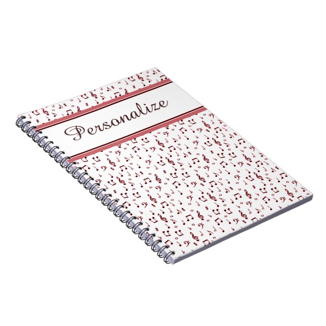 Personalised Red music theme Notebook (Right Side)