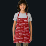 Personalised Red Name Collage Cute Christmas Apron<br><div class="desc">A festive red Christmas apron decorated in nine different fonts spelling your last name in white. Cute custom kids gift with fun typography.</div>