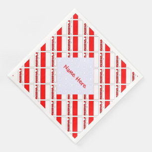 Personalised Red Name Poland Flag Tiled Napkin