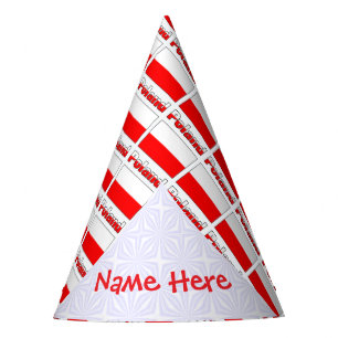 Personalised Red Name Poland Flag Tiled Paper Party Hat