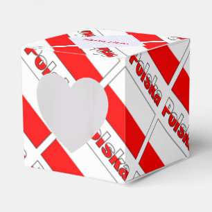Personalised Red Name Polska Flag Tiled Heart Favour Box
