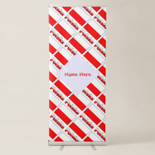 Personalised Red Name Polska Flag Tiled Retractable Banner
