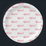 Personalised Red Name Script  Paper Plate<br><div class="desc">Red personalised script name paper plates.  Perfect for a your event or special celebration.</div>