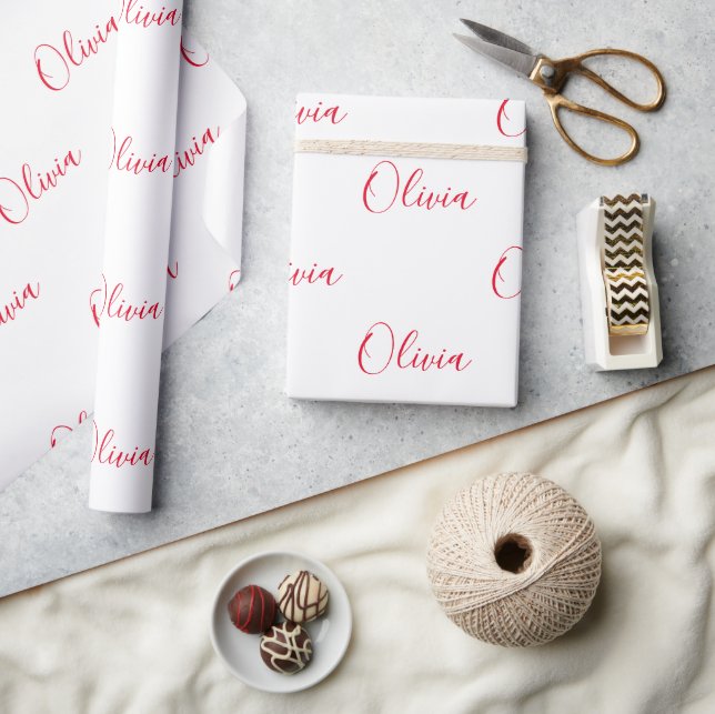 Personalised Red Name Script  Wrapping Paper (Crafts)