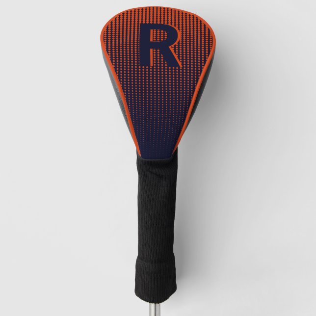 Personalised Red Navy Halftone Monogram Initial Golf Head Cover (Front)