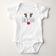 Personalised Red-Nosed Reindeer Baby's Bodysuit