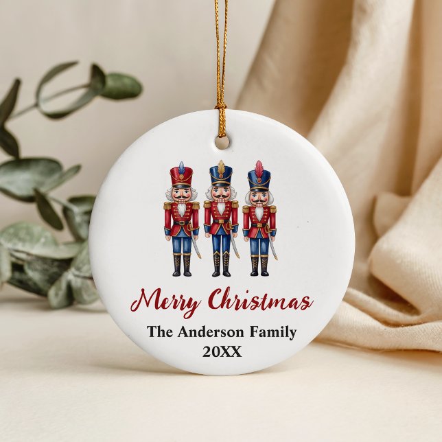 Personalised Red Nutcracker Christmas Ceramic Tree Decoration (Creator Uploaded)