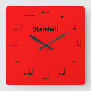 Personalised Red Original Music Note Clock