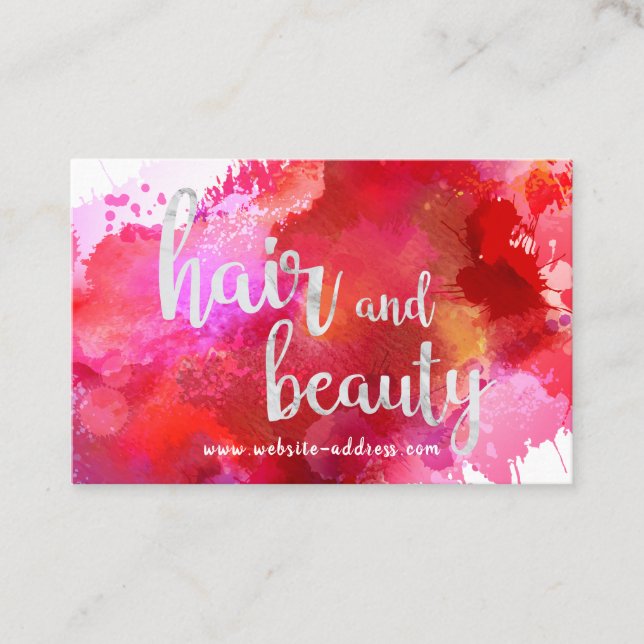 Personalised Red Paint Hair & Beauty Business Card (Front)