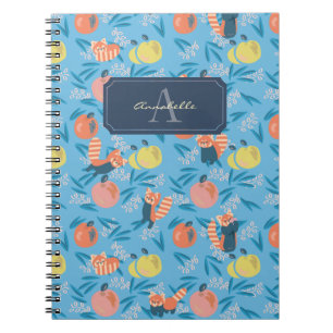 Personalised 'Red Panda' Blue Apple Notebook